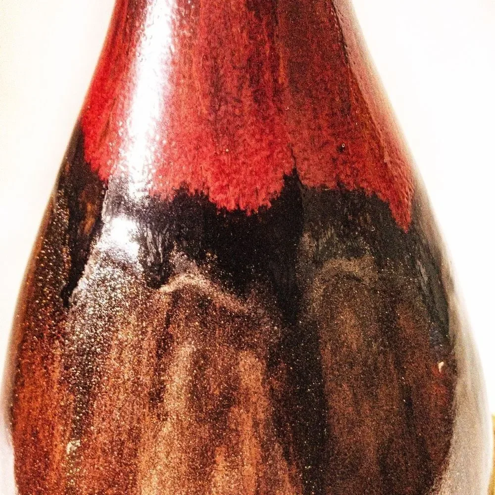 Tall Raku Drip Glazed Ceramic Studio Art Vase